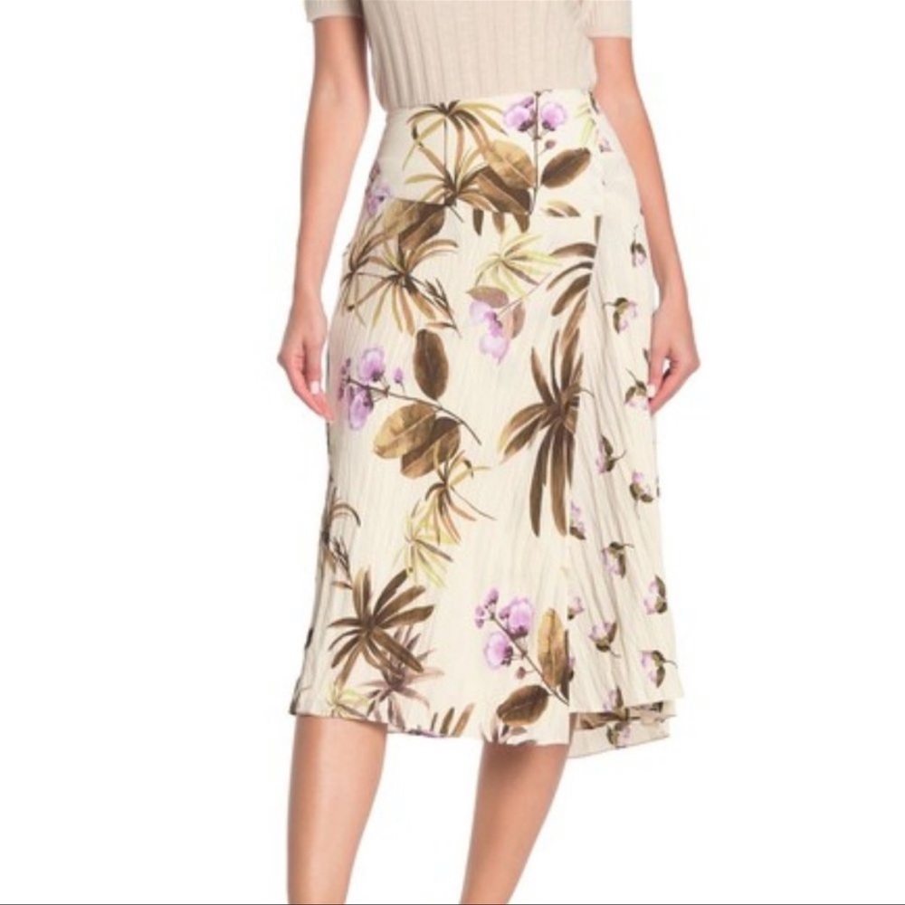 Vince TROPICAL PLEATED MIDI SKIRT
